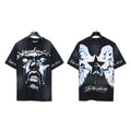 Trendy American Retro H Hell Star Series Print Loose Cotton T Shirt Unisex Casual Short Sleeve Tee