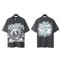 Trendy American Retro H Hell Star Series Print Loose Cotton T Shirt Unisex Casual Short Sleeve Tee