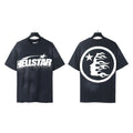 Trendy American Retro H Hell Star Series Print Loose Cotton T Shirt Unisex Casual Short Sleeve Tee