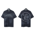 Trendy American Retro H Hell Star Series Print Loose Cotton T Shirt Unisex Casual Short Sleeve Tee