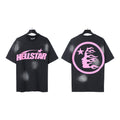 Trendy American Retro H Hell Star Series Print Loose Cotton T Shirt Unisex Casual Short Sleeve Tee