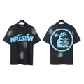 Trendy American Retro H Hell Star Series Print Loose Cotton T Shirt Unisex Casual Short Sleeve Tee