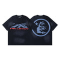 Trendy American Retro H Hell Star Series Print Loose Cotton T Shirt Unisex Casual Short Sleeve Tee