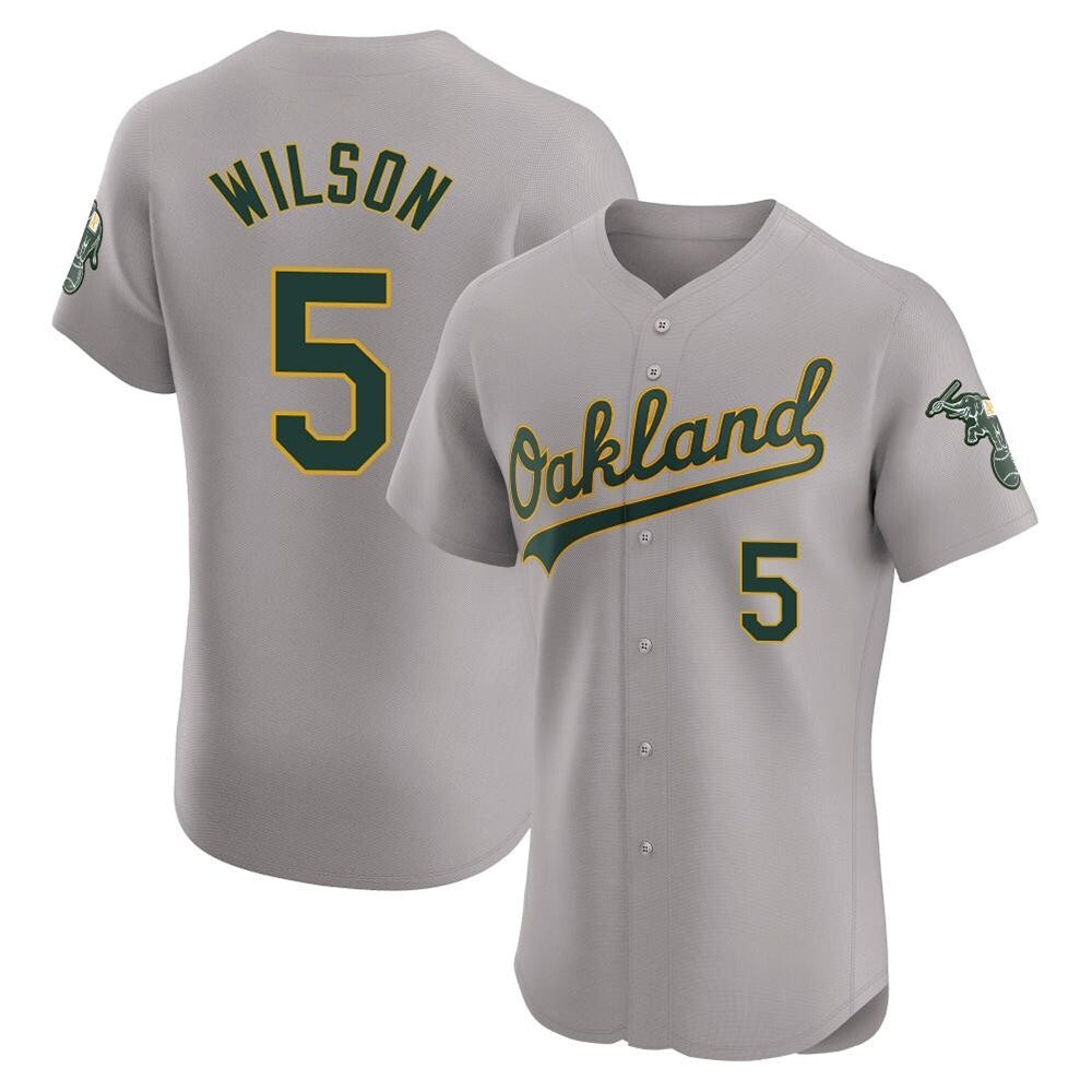 Robertx Athletics #5 Jacob Wilson Gray Elite Road Stitched Jersey