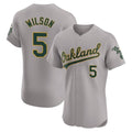 Robertx Athletics #5 Jacob Wilson Gray Elite Road Stitched Jersey