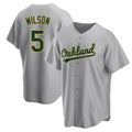 Robertx Athletics #5 Jacob Wilson Gray Replica Road Stitched Jersey