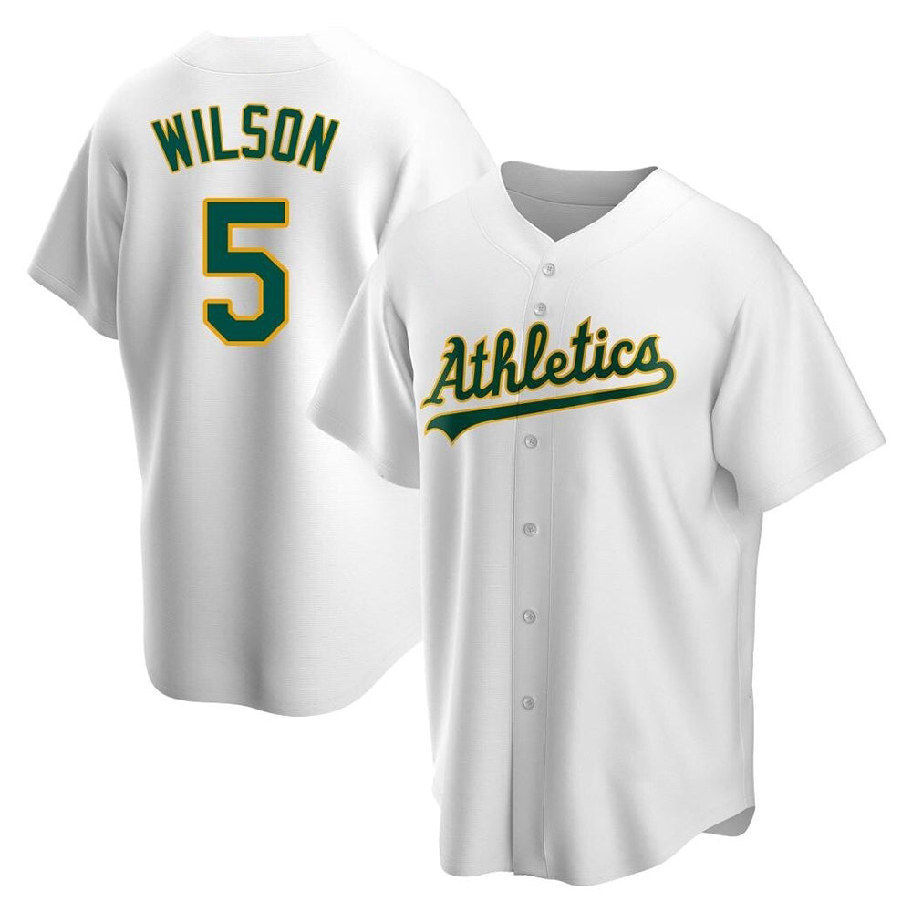 Robertx Athletics #5 Jacob Wilson White Replica Home Stitched Jersey