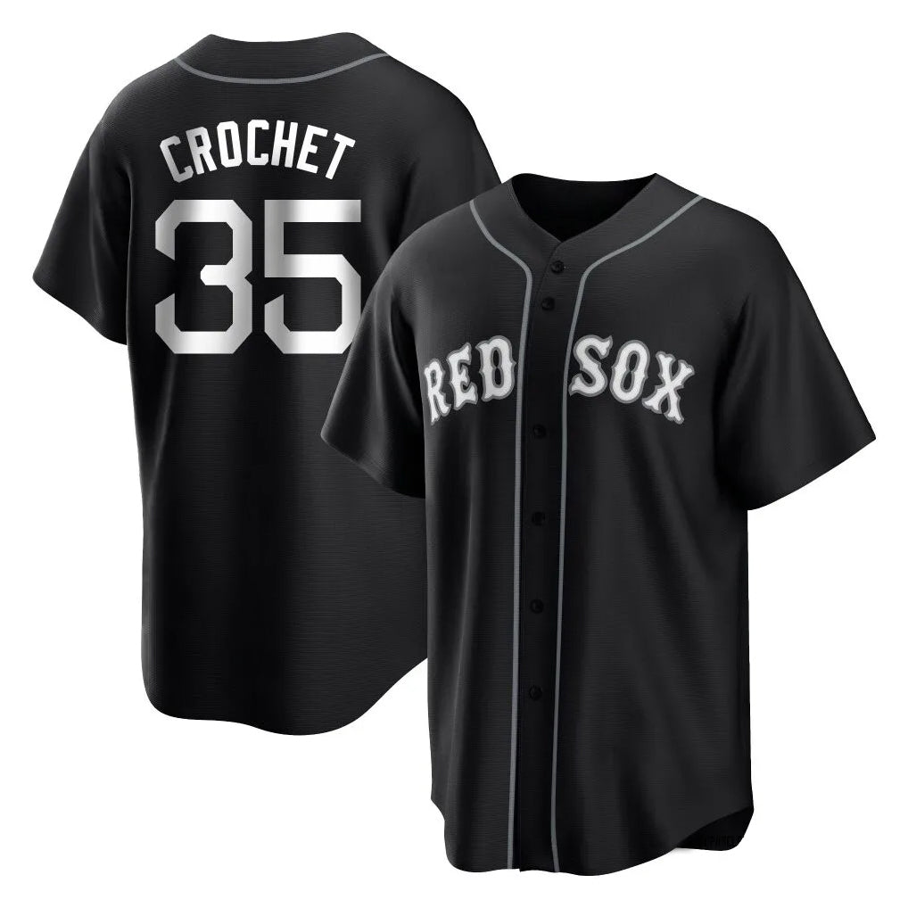 Robertx B.Red Sox #35 Garrett Crochet Player Black Home Game Stitched Jerseys