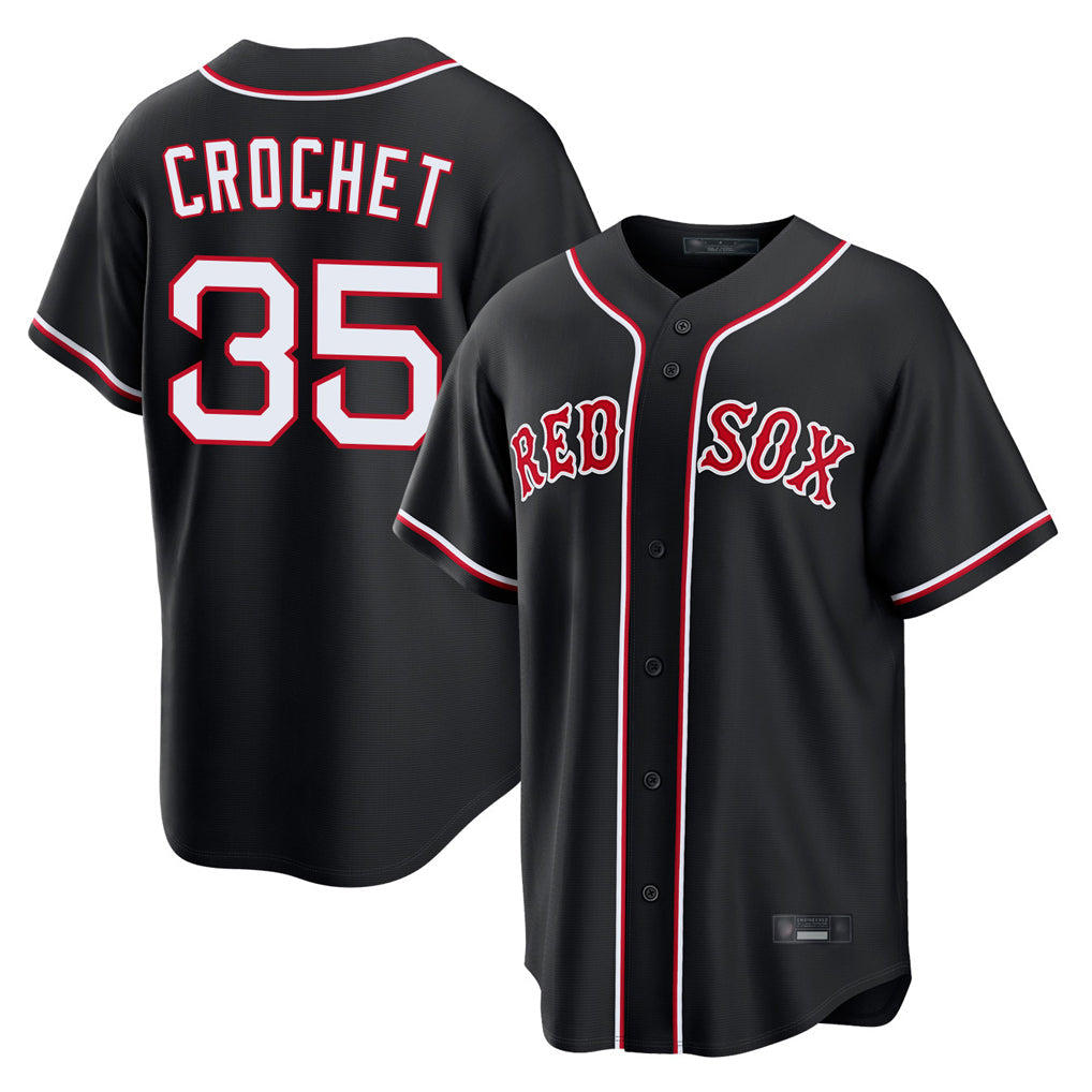Robertx B.Red Sox #35 Garrett Crochet Player Black Out Home Game Stitched Jerseys