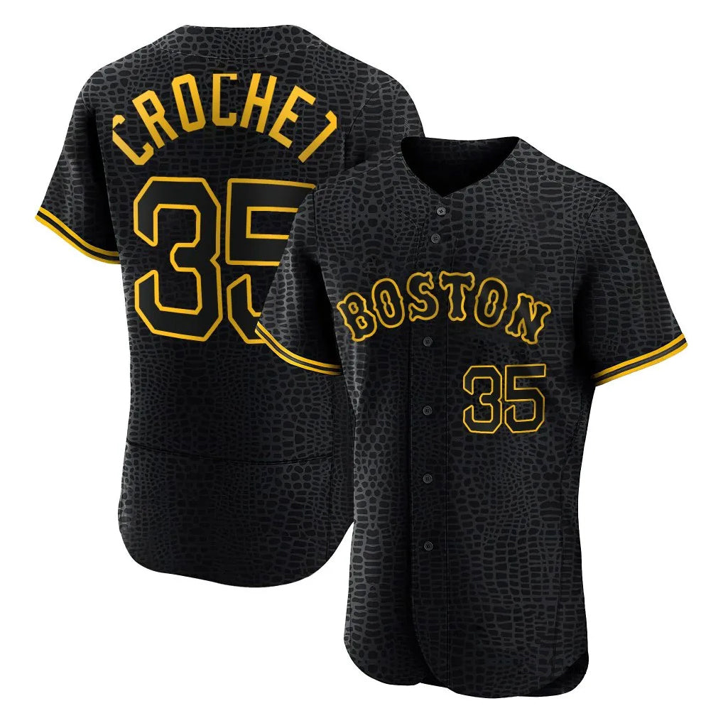Robertx B.Red Sox #35 Garrett Crochet Player Black Snake Skin City Limited Elite Home Stitched Jerseys