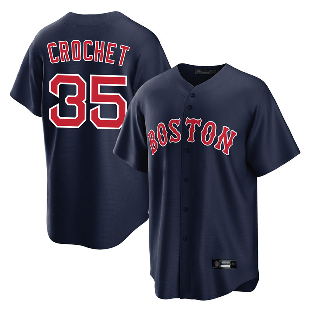 Robertx B.Red Sox #35 Garrett Crochet Player Navy Home Game Stitched Jerseys
