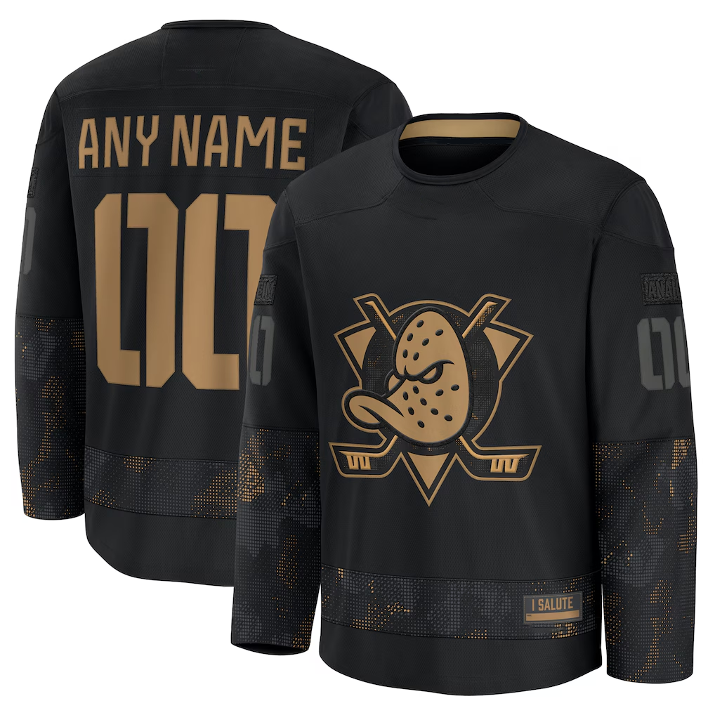 Robertx Custom A.Ducks Black 2024 Military Appreciation Practice Jerseys