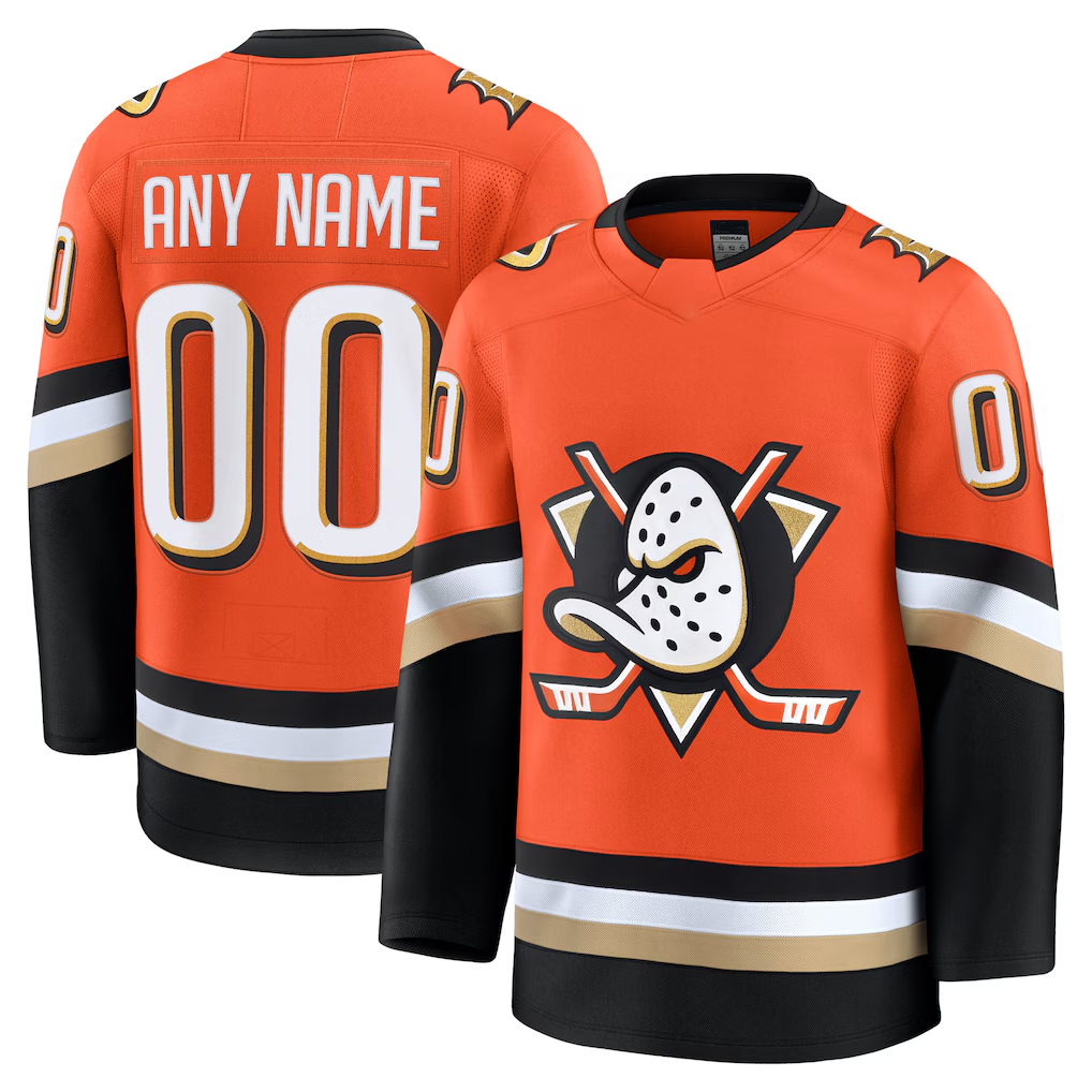 Robertx Custom A.Ducks Orange Home Premium Jerseys