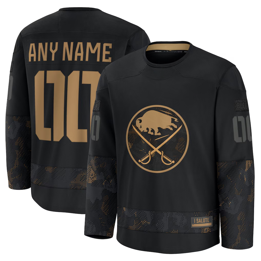 Robertx Custom B.Sabres Black 2024 Military Appreciation Practice Stitched Jerseys