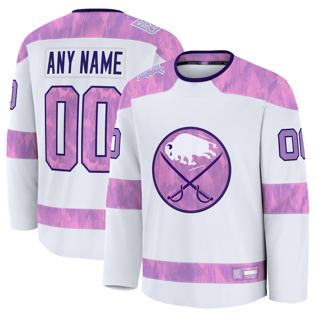 Robertx Custom B.Sabres White 2024 Hockey Fights Cancer Practice Stitched Jerseys