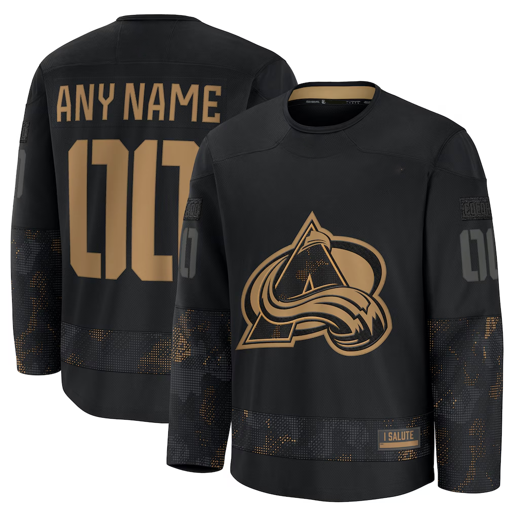 Robertx Custom C.Avalanche Black 2024 Military Appreciation Practice Jerseys