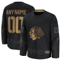 Robertx Custom C.Blackhawks Black 2024 Military Appreciation Practice Jerseys