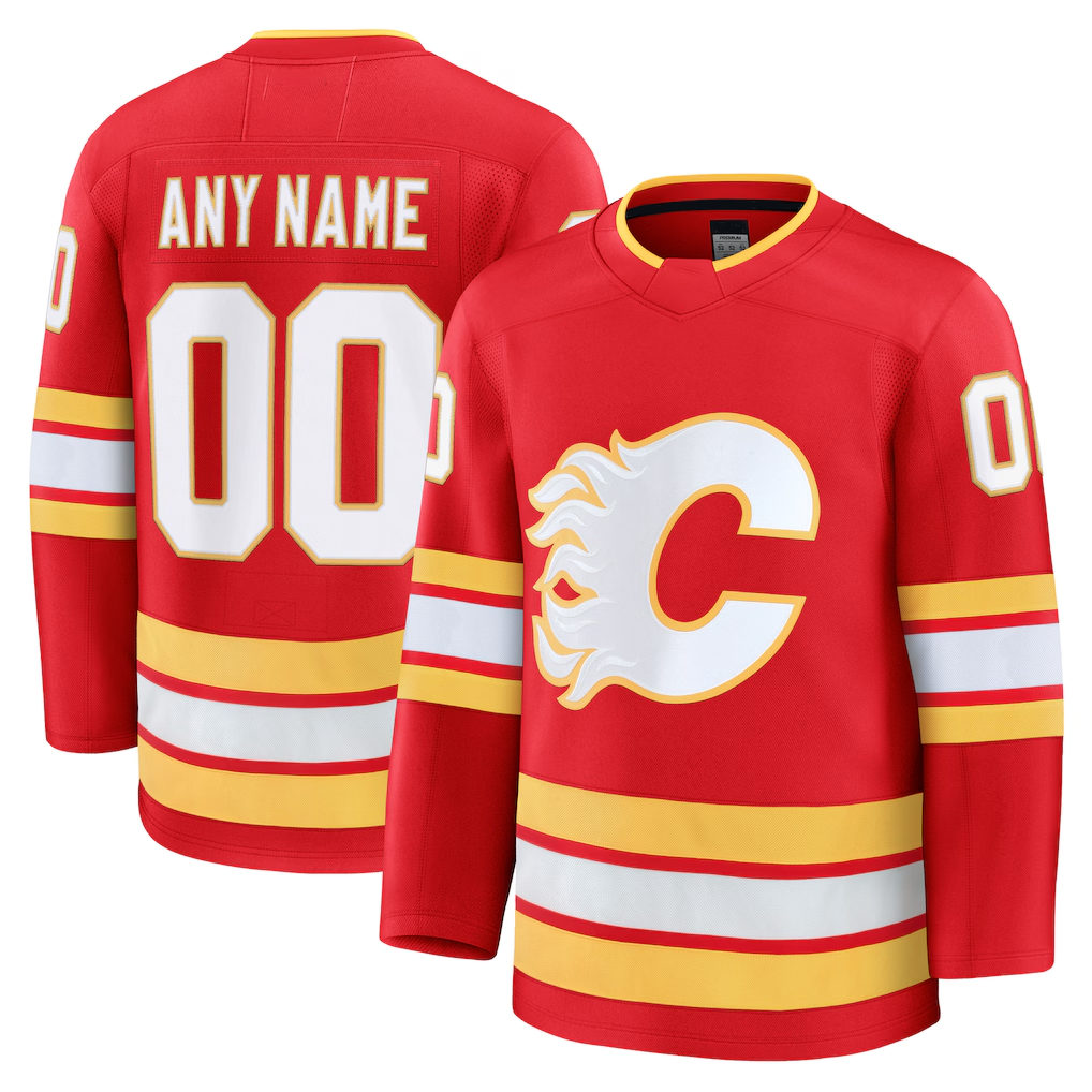 Robertx Custom C.Flames Red Home Premium Jerseys