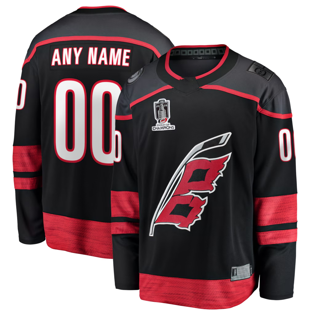 Robertx Custom C.Hurricanes Black 2026 Stanley Cup Champions Home Breakaway Custom Stitched Jerseys