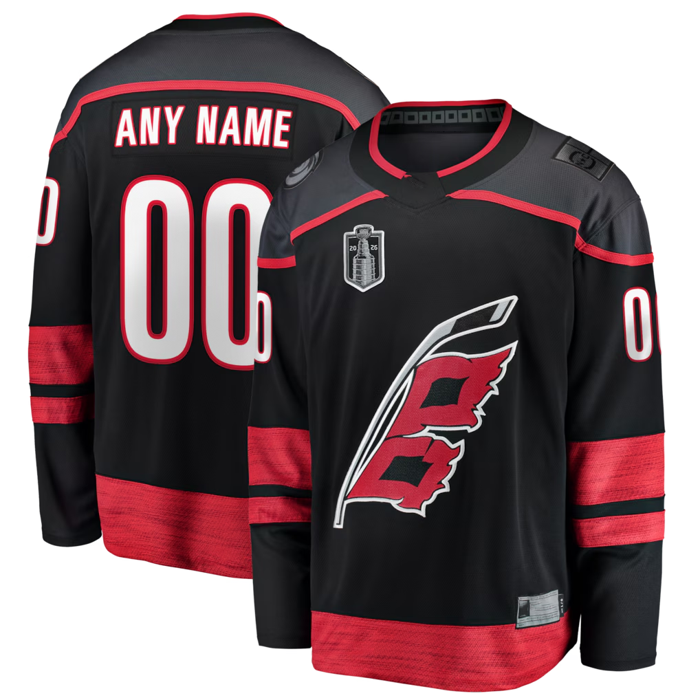 Robertx Custom C.Hurricanes Black 2026 Stanley Cup Champions Home Breakaway Custom Stitched Jerseys