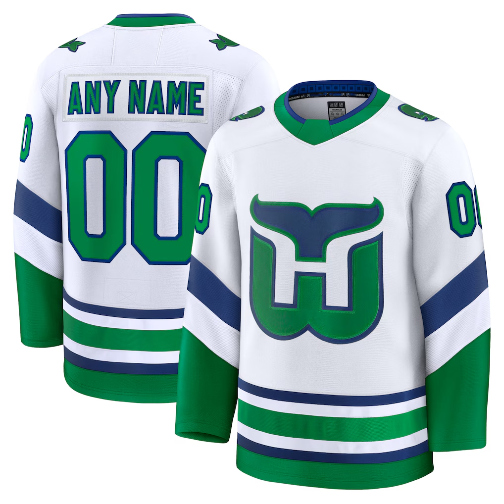 Robertx Custom C.Hurricanes White Throwback Premium Stitched Jerseys