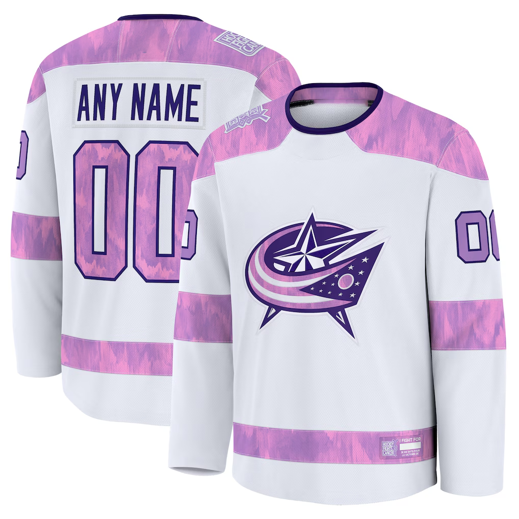 Robertx Custom CB.Jackets White 2024 Hockey Fights Cancer Practice Jersey