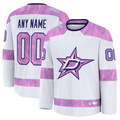 Robertx Custom D.Stars White 2024 Hockey Fights Cancer Practice Jerseys