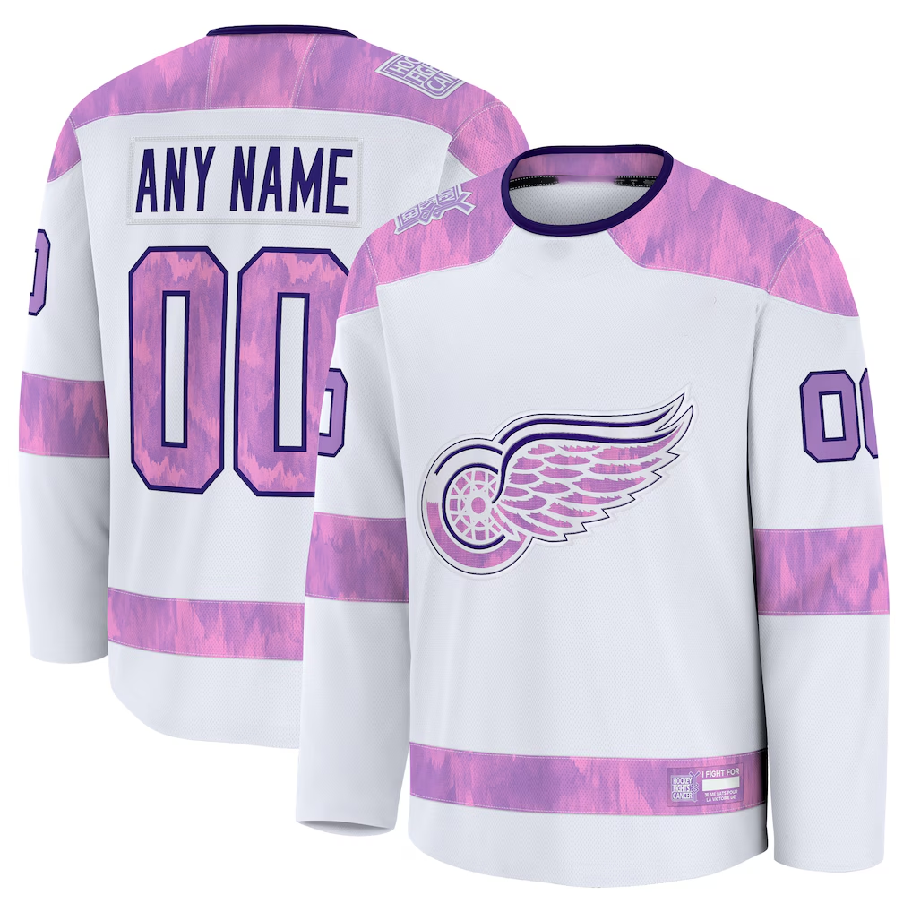 Robertx Custom DR.Wings White 2024 Hockey Fights Cancer Practice Jerseys