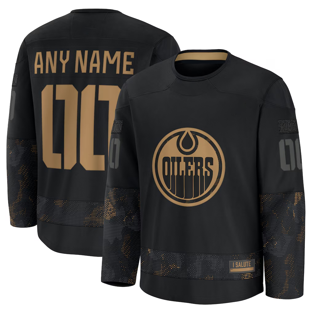 Robertx Custom E.Oilers Black 2024 Military Appreciation Practice Jerseys