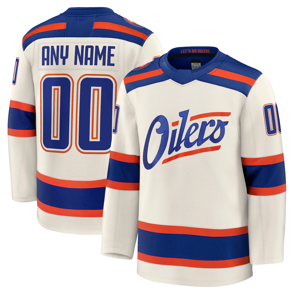 Robertx Custom E.Oilers Light Beige Alternate Premium Jerseys