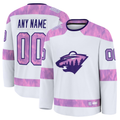 Robertx Custom M.Wild White 2024 Hockey Fights Cancer Practice Jerseys