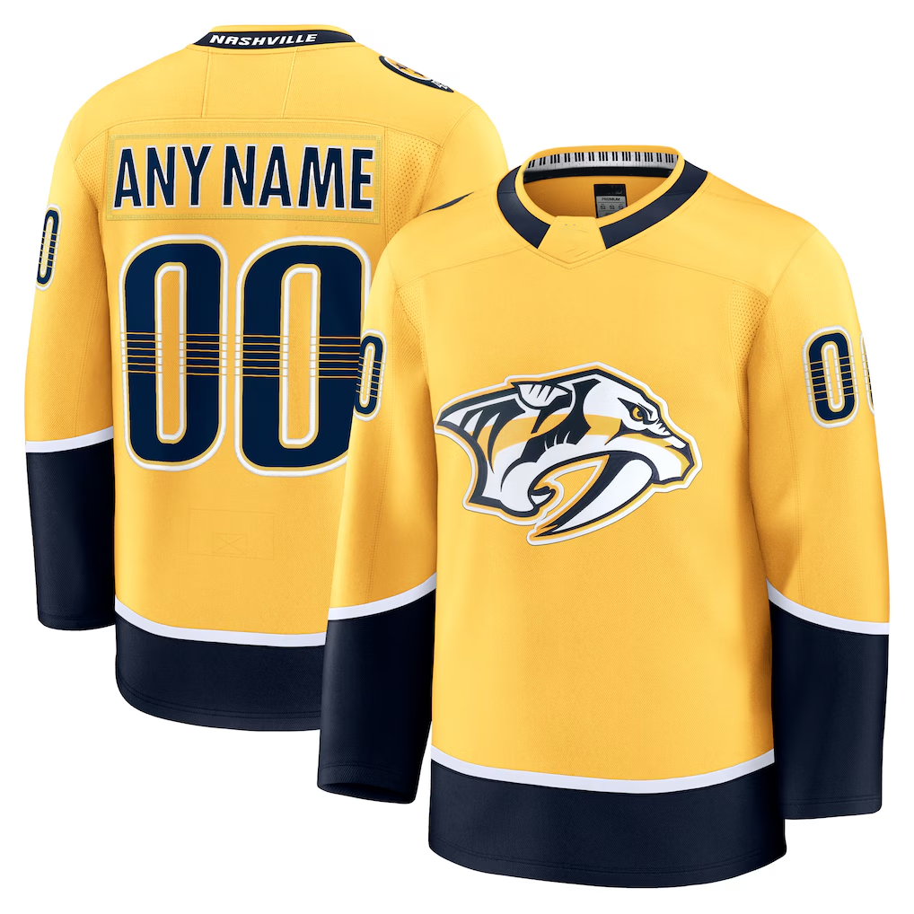 Robertx Custom N.Predators Gold Home Premium Jerseys