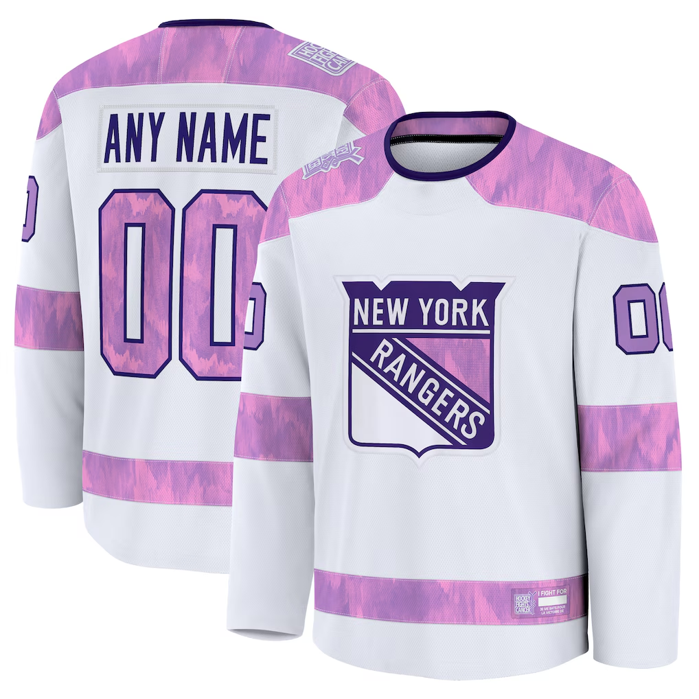 Robertx Custom NY.Rangers White 2024 Hockey Fights Cancer Practice Jerseys