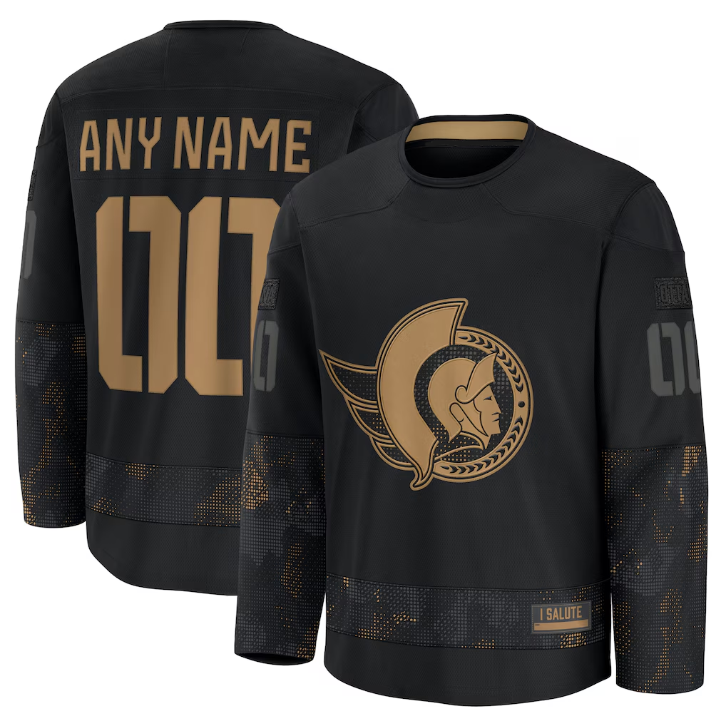 Robertx Custom O.Senators Black 2024 Military Appreciation Practice Jerseys