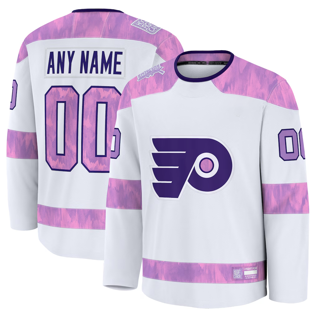 Robertx Custom P.Flyers White 2024 Hockey Fights Cancer Practice Jerseys
