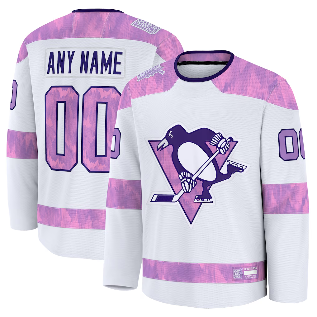 Robertx Custom P.Penguins White 2024 Hockey Fights Cancer Jerseys