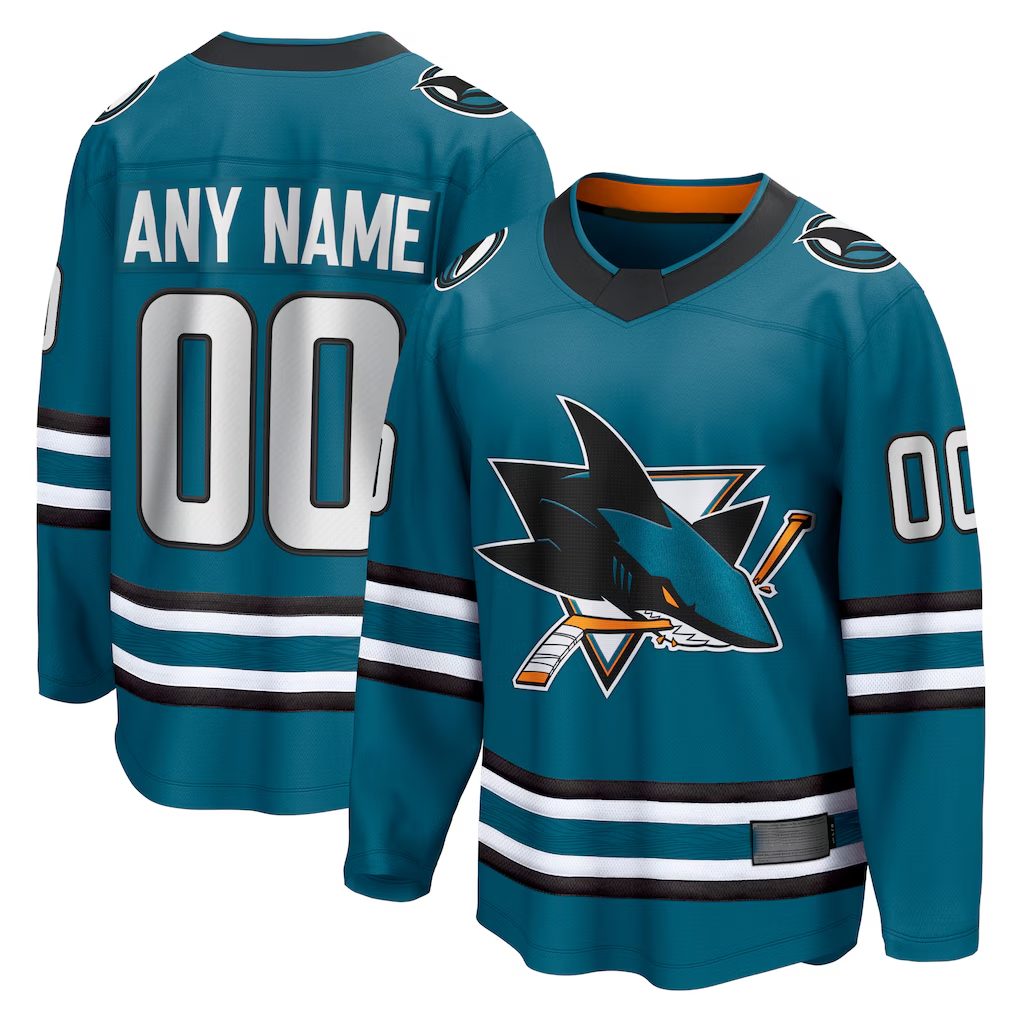 Robertx Custom SJ.Sharks Teal Home Breakaway Jerseys