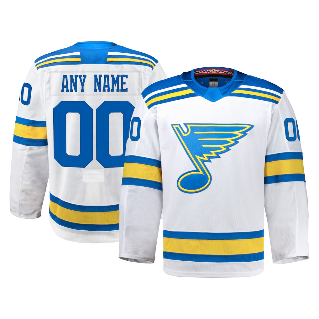 Robertx Custom SL.Blues White Away Authentic Pro Jerseys