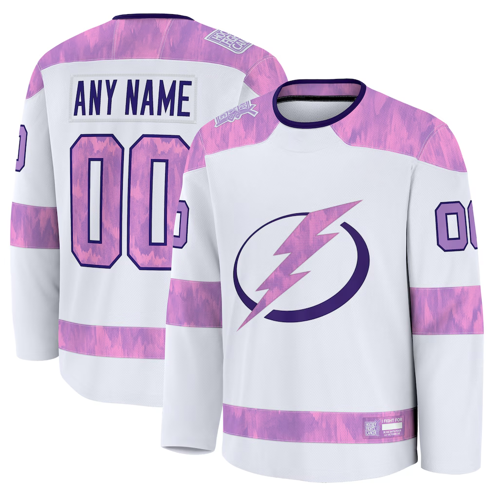 Robertx Custom TB.Lightning White 2024 Hockey Fights Cancer Practice Jerseys