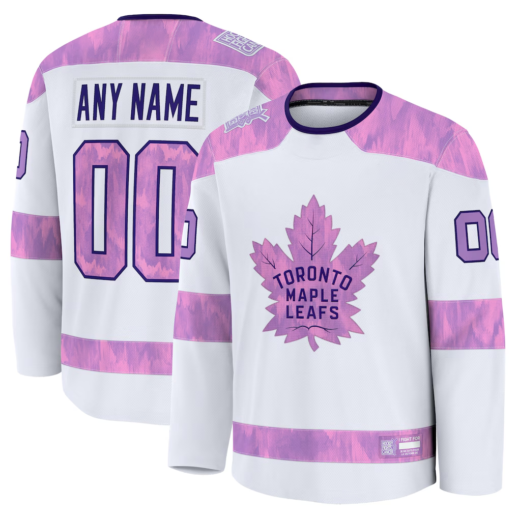Robertx Custom TM.Leafs White 2024 Hockey Fights Cancer Practice Jerseys