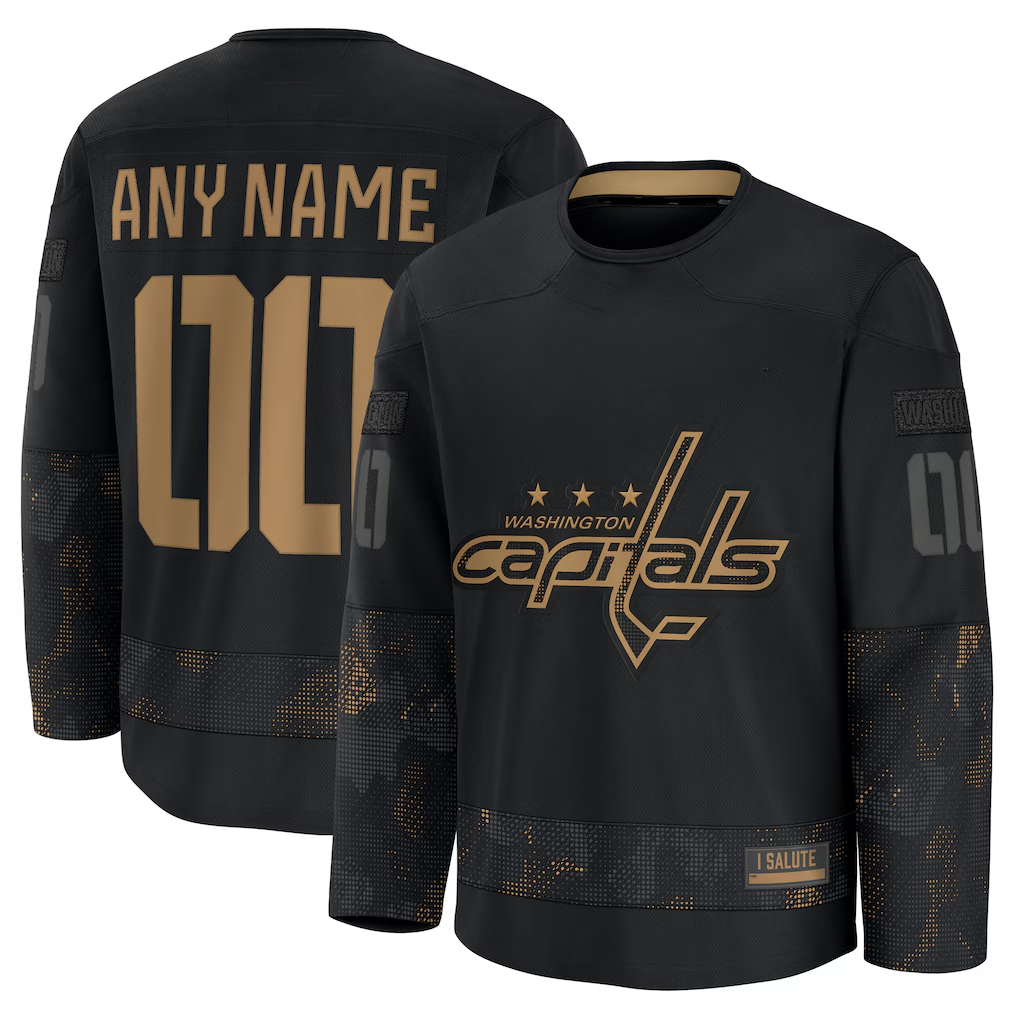 Robertx Custom W.Capitals Black 2024 Military Appreciation Practice Jerseys