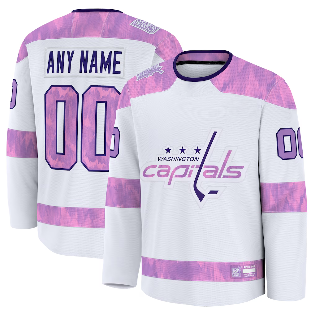 Robertx Custom W.Capitals White 2024 Hockey Fights Cancer Practice Jerseys