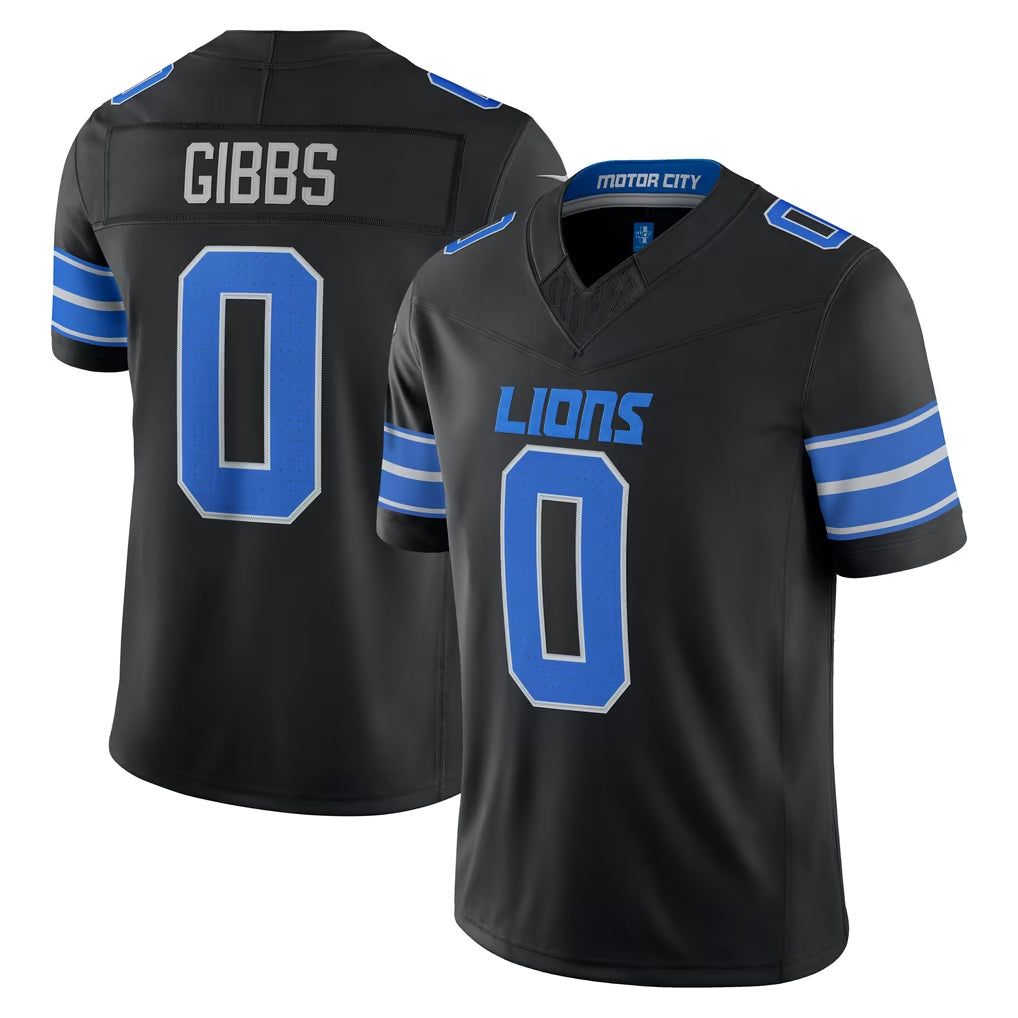 Robertx D.Lions #0 Jahmyr Gibbs Player Black Vapor F.U.S.E. Limited Game Home Stitched Jerseys