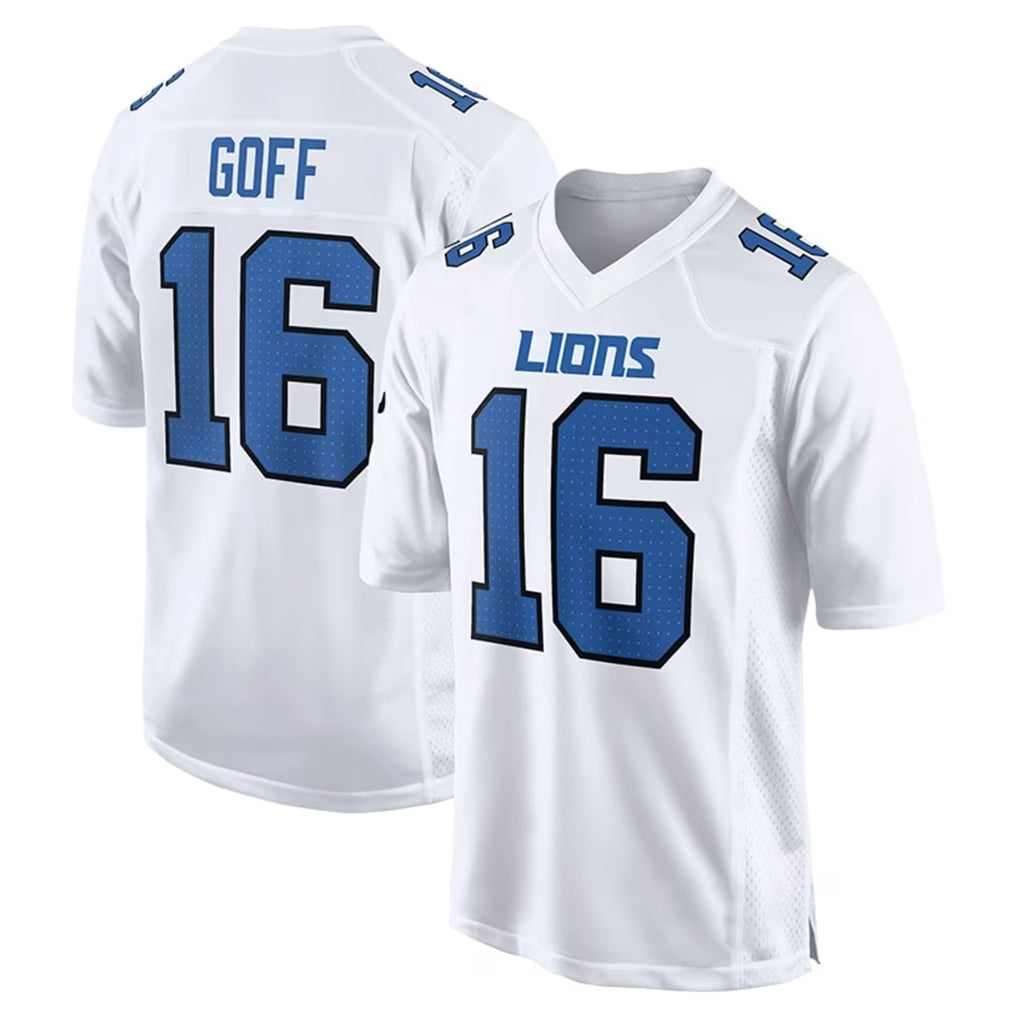 Robertx D.Lions #16 Jared Goff Player White Fashion Home Game Stitched Jerseys