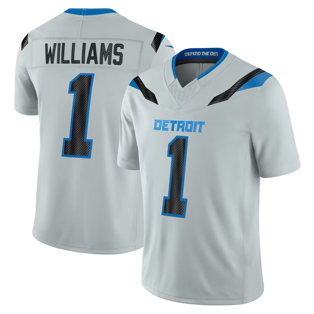 Robertx D.Lions #1 Jameson Williams Player Silver Limited 2026 Rivalries Collection Home Game Stitched Jerseys