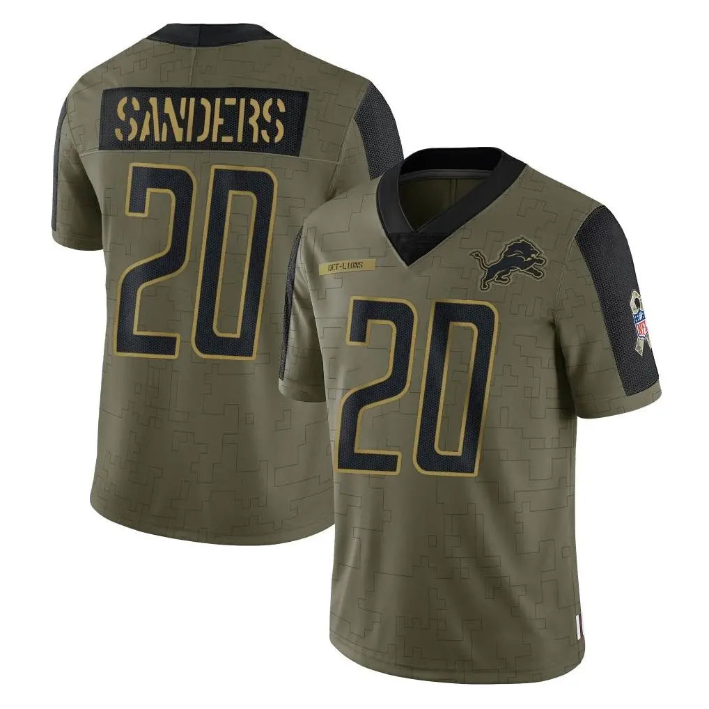 Robertx D.Lions #20 Barry Sanders Player Olive Salute To Service Limited Game Stitched Jerseys