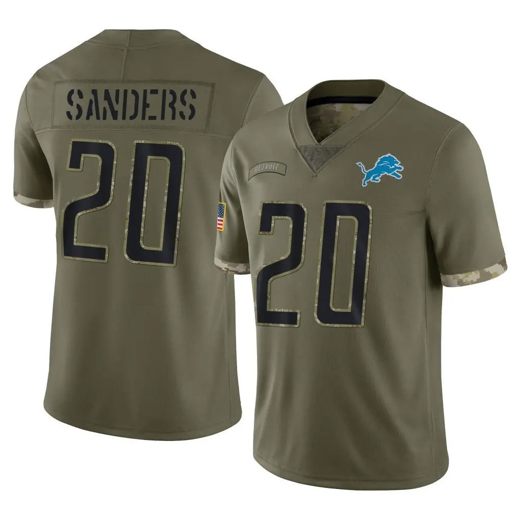 Robertx D.Lions #20 Barry Sanders Player Olive Salute To Service Limited Stitched Jerseys