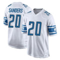 Robertx D.Lions #20 Barry Sanders Player White Home Game Stitched Jerseys