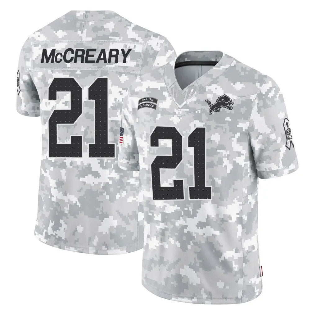 Robertx D.Lions #21 Roger McCreary Player Arctic Camo Salute To Service Limited Stitched Jerseys