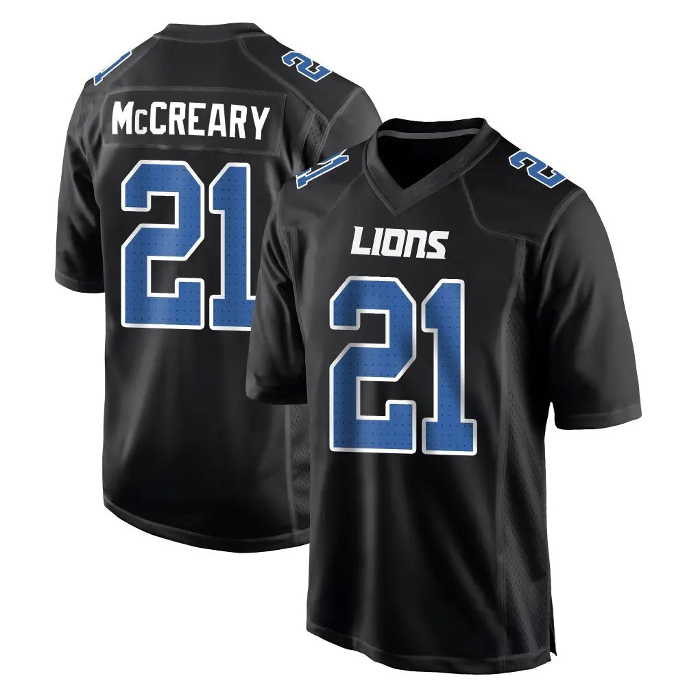 Robertx D.Lions #21 Roger McCreary Player Black Fashion Home Game Stitched Jerseys